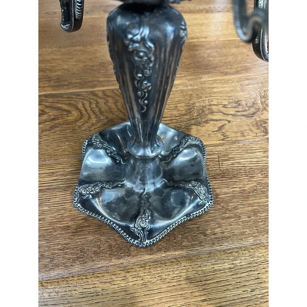 Antique E.G. Webster quadruple Silver Plate 5-Arm‎ Candelabra 11